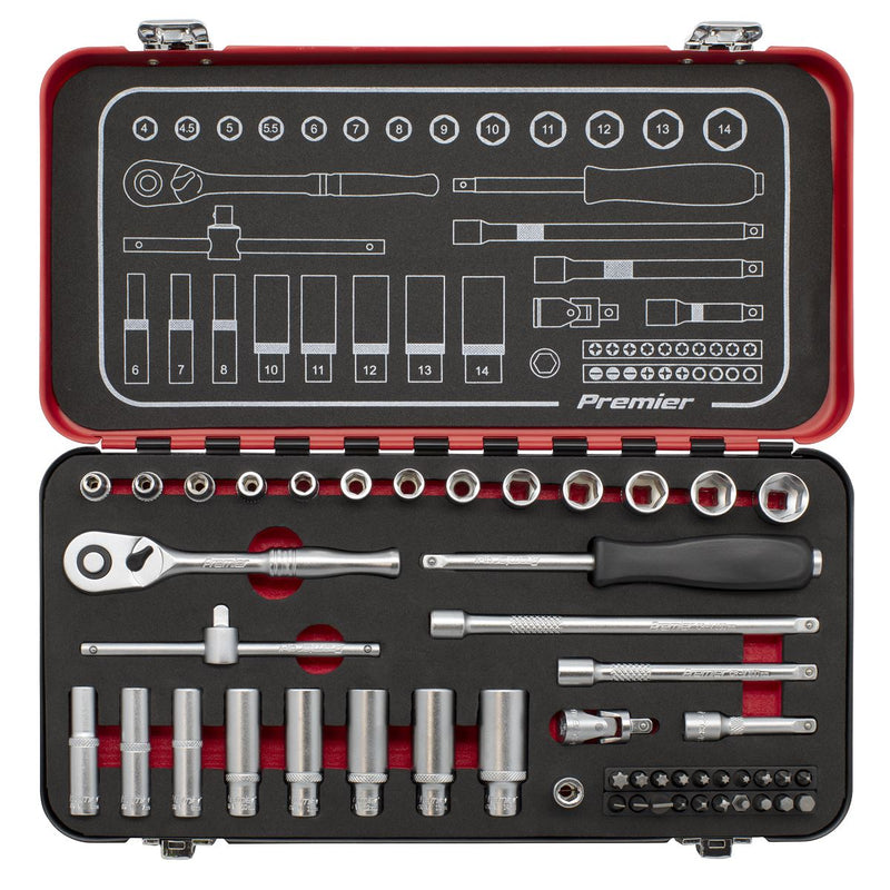 Sealey Premier Platinum Premier Platinum Socket Set 1/4"Sq Drive 49pc AK7920 Sealey Premier Platinum - Dynamic Drive