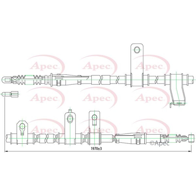 Apec Handbrake Cable Right Rear fits Hyundai Santa Fé II 2006-2009 2.2 2.7