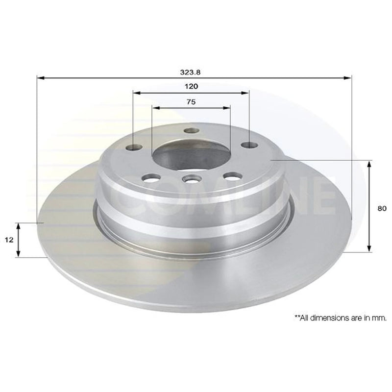 Comline 2 x Solid Brake Discs fits BMW X5 2000-2006 3.0 4.4