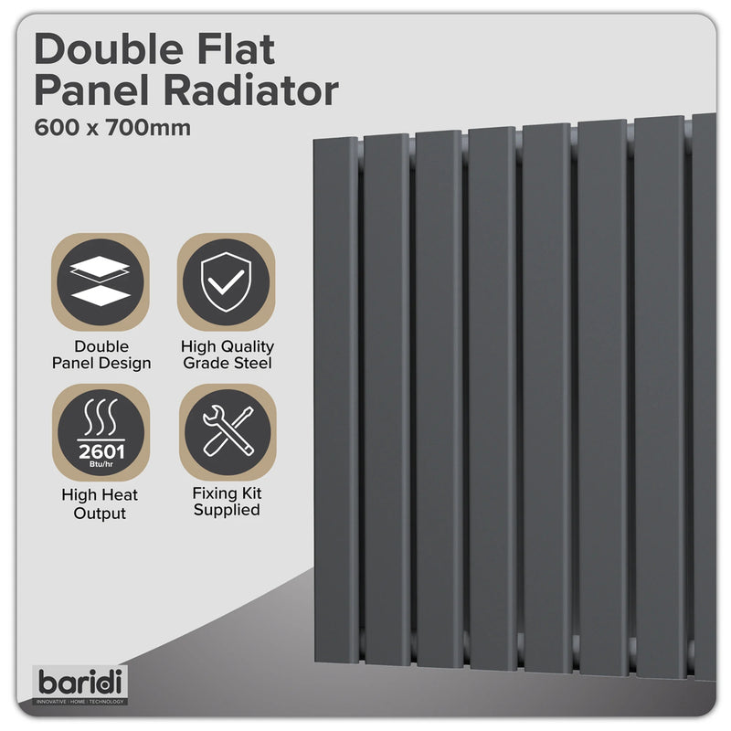 Baridi Horizontal Radiator DH340 600x700mm Anthracite
