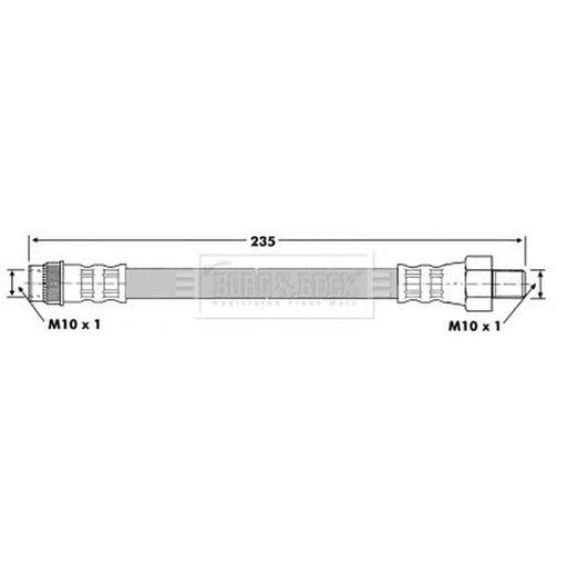 Borg & Beck Brake Hydraulic Hose Line Rear BBH7126