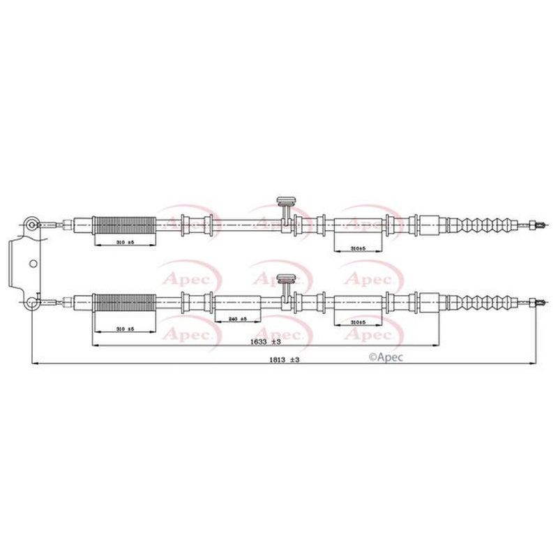 Apec Handbrake Cable Left Rear fits Opel Signum 2003-2008 1.9 2.0 2.2 3.0