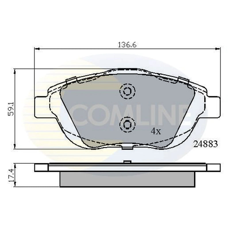 Comline 4 x Front Brake Pad Set fits Citroën C3 Aircross I 2017-2018 1.2 1.5 1.6