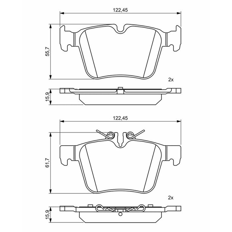 Bosch Front & Rear Pads fits Mercedes-Benz C-Class 2014-2021 205.086
