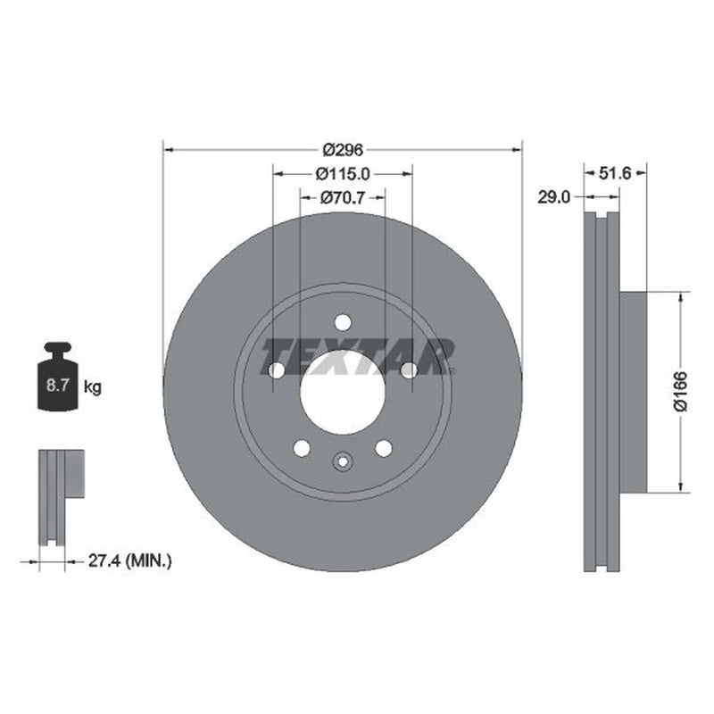 Textar 2 x Front Brake Discs 92165405-x2