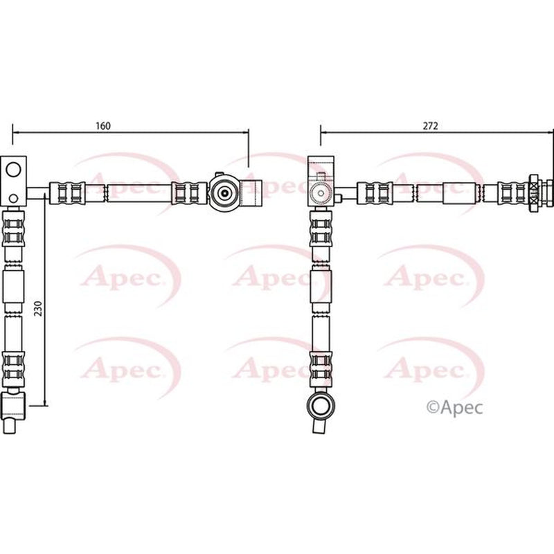 Apec Brake Hydraulic Hose Line Front Right fits Nissan Primera 2002-2008