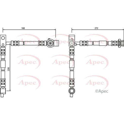 Apec Brake Hydraulic Hose Line Front Right fits Nissan Primera 2002-2008