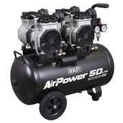 Sealey 50L Low Noise Oil Free Direct Drive Air Compressor 2 x 2hp SAC5001S Sealey - Dynamic Drive