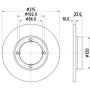 DON 2 x Solid Front Brake Discs PCD16572-x2