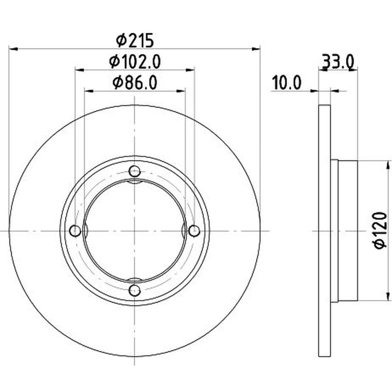 DON 2 x Solid Front Brake Discs PCD16572-x2