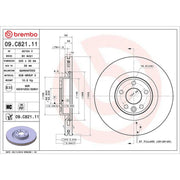 Brembo 2 x Internally Vented Brake Discs fits Jaguar E-Pace 2017-2018 2.0