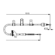 Bosch Handbrake Cable Left Rear fits Kia Picanto I 2004-2011 1.0 1.1