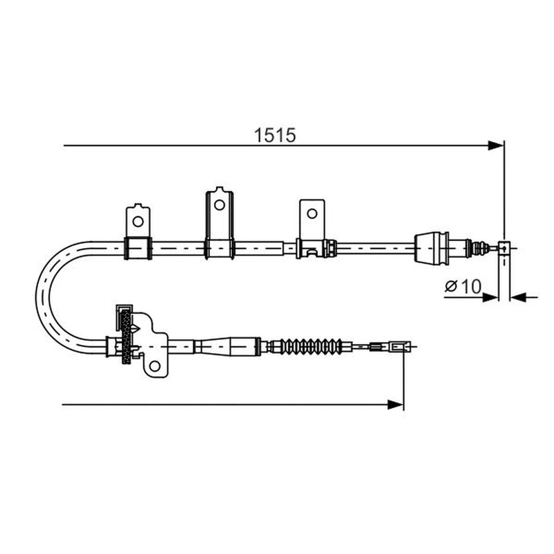 Bosch Handbrake Cable Left Rear fits Kia Picanto I 2004-2011 1.0 1.1