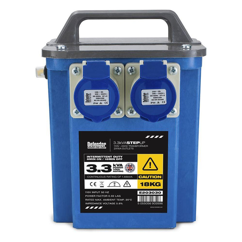 Defender 3.3kVA Step Up Transformer 16A 230V Defender - Dynamic Drive
