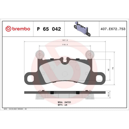 Brembo Rear Brake Perforated/Vented Discs & Pads fits Porsche 911 2011-2019 3.4