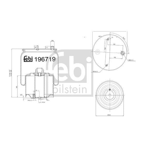 Febi Air Suspension Bellow 273mm Front Right 196719