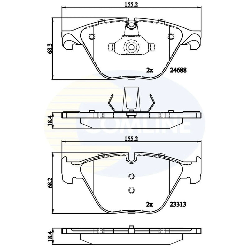 Comline 4 x Front Brake Pad Set fits BMW 5 2005-2017