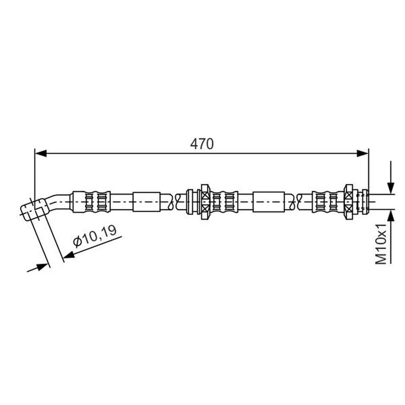 Bosch Brake Hydraulic Hose Line Front fits Nissan Micra II 1992-2003 1.0 1.3 1.4