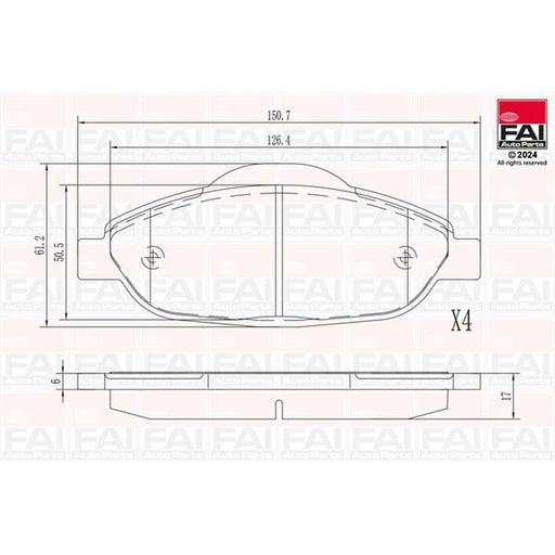 FAI Front Brake Pad Set fits Peugeot 3008 I 2009-2016 1.2 1.6