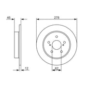 Bosch 2 x Solid Brake Discs fits Suzuki Kizashi 2010 on 2.4