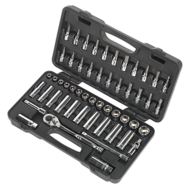 Siegen by Sealey Socket Set 52Pc 3/8Inchsq Drive 6Pt Walldrive Metric Siegen by Sealey - Dynamic Drive