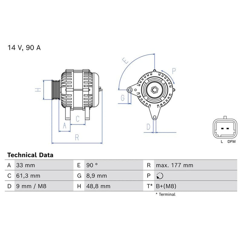 Bosch Car Alternator 12V fits Renault Twingo III 2014-2019 0.9 1.0
