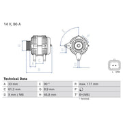 Bosch Car Alternator 12V 0 986 086 230