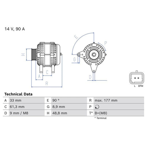 Bosch Car Alternator 12V 0 986 086 230