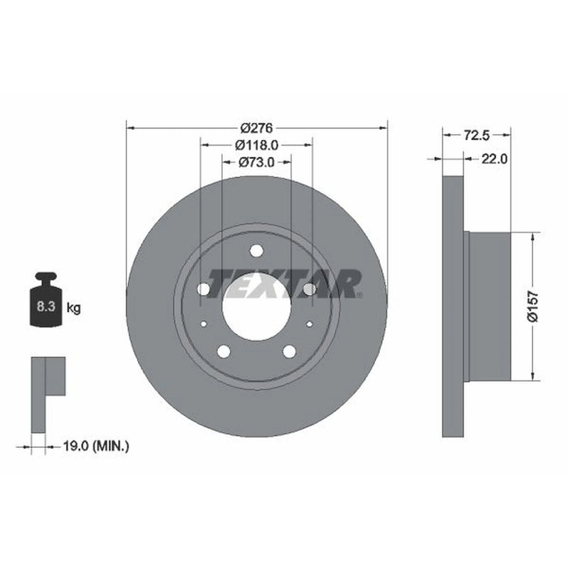 Textar 2 x Solid Front Brake Discs 93104603-x2