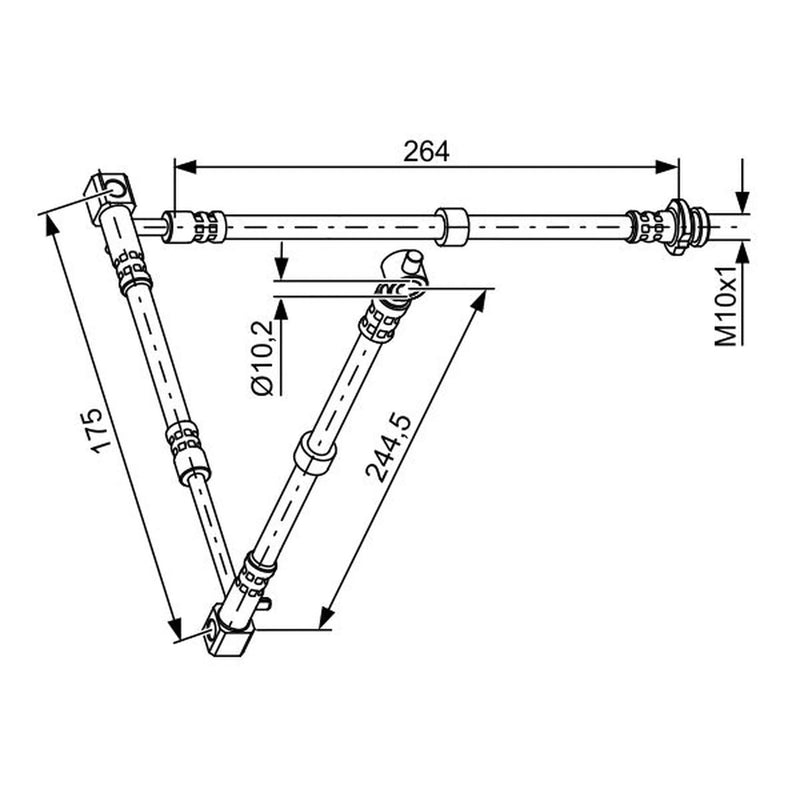 Bosch Brake Hydraulic Hose Line Front Left fits Nissan Primera 2002-2008