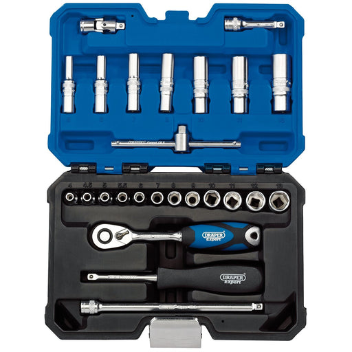 Draper Expert Metric Socket Set, 1/4" Sq. Dr., Blue (25 Piece) 16443 Draper - Dynamic Drive