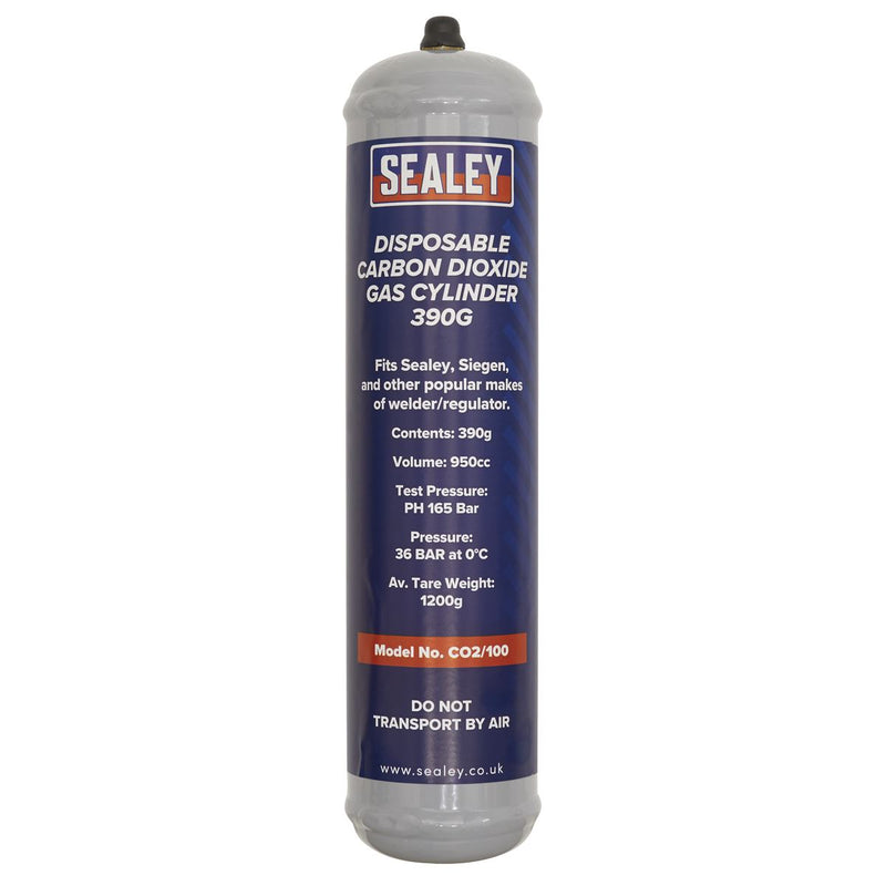 Sealey Gas Cylinder Disposable Carbon Dioxide 390g CO2/100 Sealey - Dynamic Drive