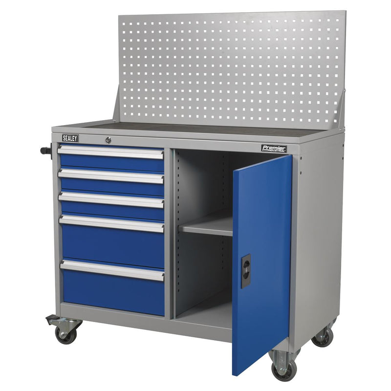 Sealey Industrial Mobile Workstation 5 Drawer & 1 Shelf Locker API1103A Sealey - Dynamic Drive