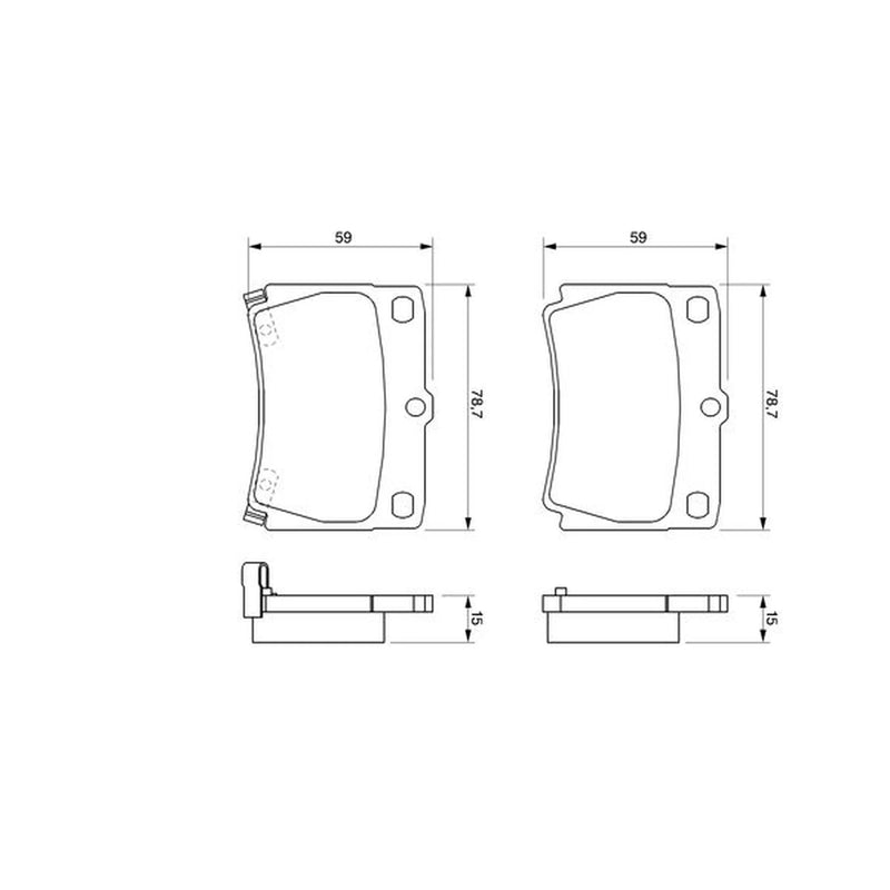 Bosch Front & Rear Pads fits Mitsubishi Shogun Sport III 2015 on 2.4