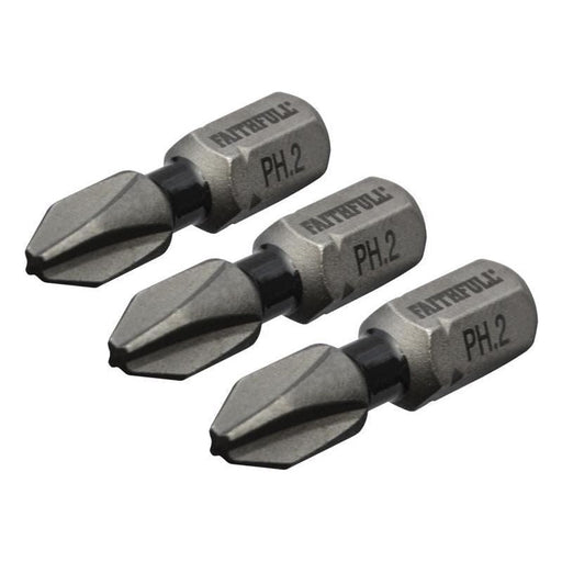 Faithfull Phillips Impact Screwdriver Bits PH2 x 25mm (Pack 3) Faithfull - Dynamic Drive