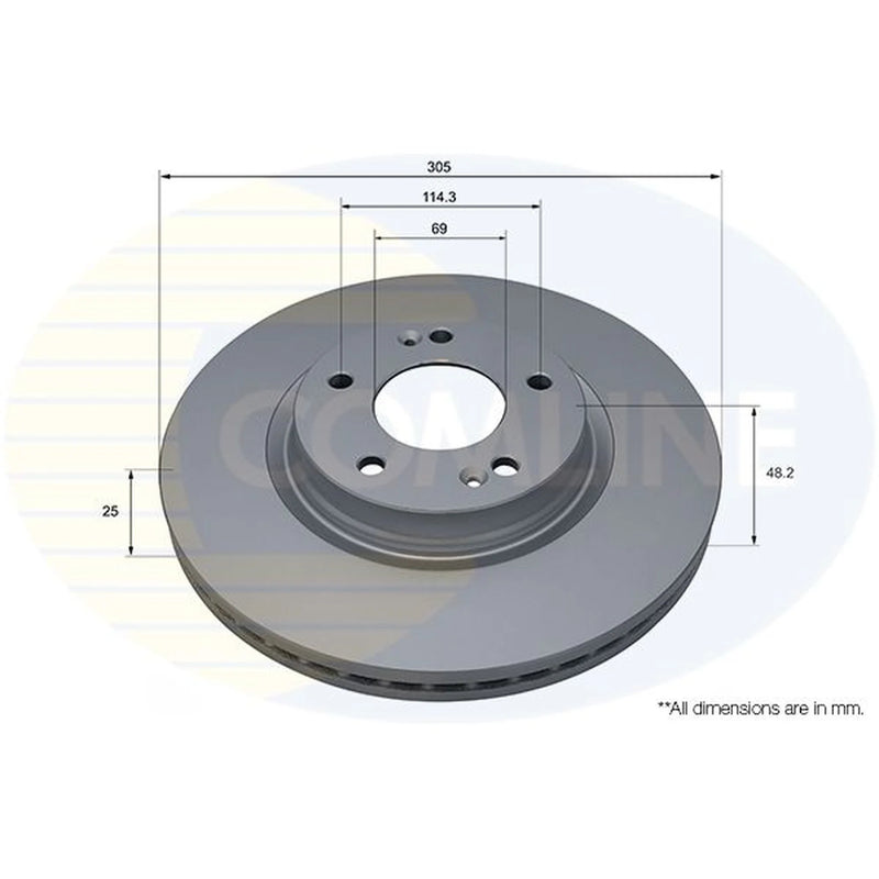Comline 2 x Brake Discs fits Hyundai Sonata VIII 2020 on 2.0 2.5