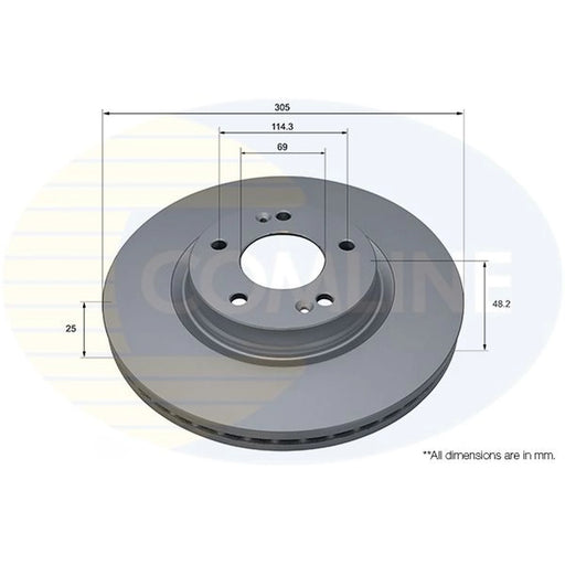 Comline 2 x Brake Discs fits Hyundai Sonata VIII 2020 on 2.0 2.5