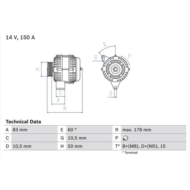 Bosch Car Alternator 12V fits Mercedes-Benz S-Class 1998-2006