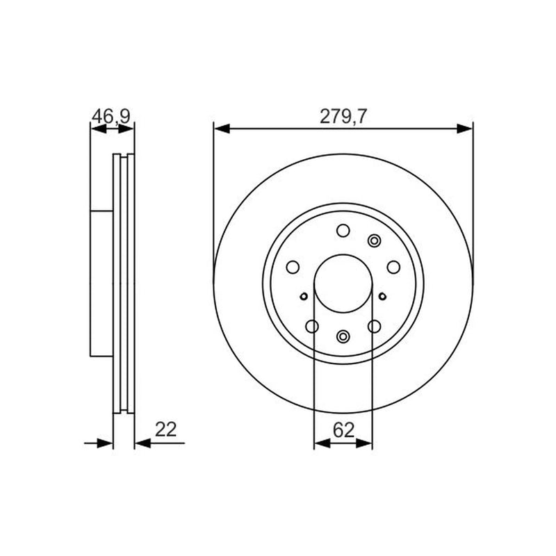 Bosch 2 x Vented Brake Discs