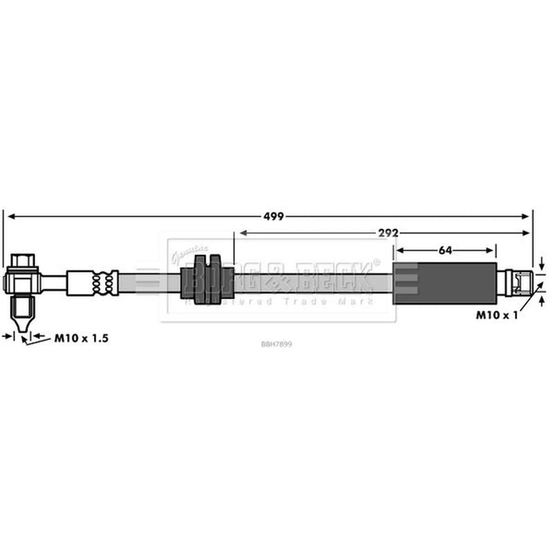 Borg & Beck Brake Hydraulic Hose Line Front Right BBH7899