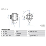 Bosch Car Alternator 12V 0 986 040 390