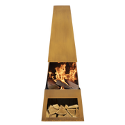 Dellonda Outdoor Chiminea Fireplace Heater Firewood Storage - Corten Steel Dellonda  - Dynamic Drive