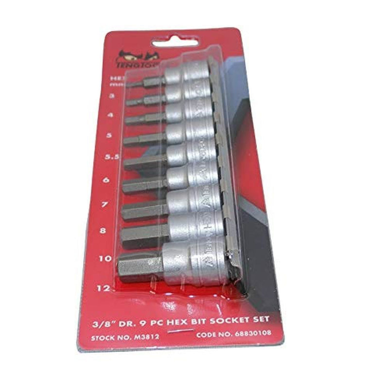 Teng Tools 3/8" Hex Bit Socket Clip Rail Set 9 Pieces Teng Tools - Dynamic Drive