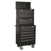 Sealey Topchest Mid-Box & Rollcab 14 Drawer Stack Black AP22BSTACK Sealey - Dynamic Drive