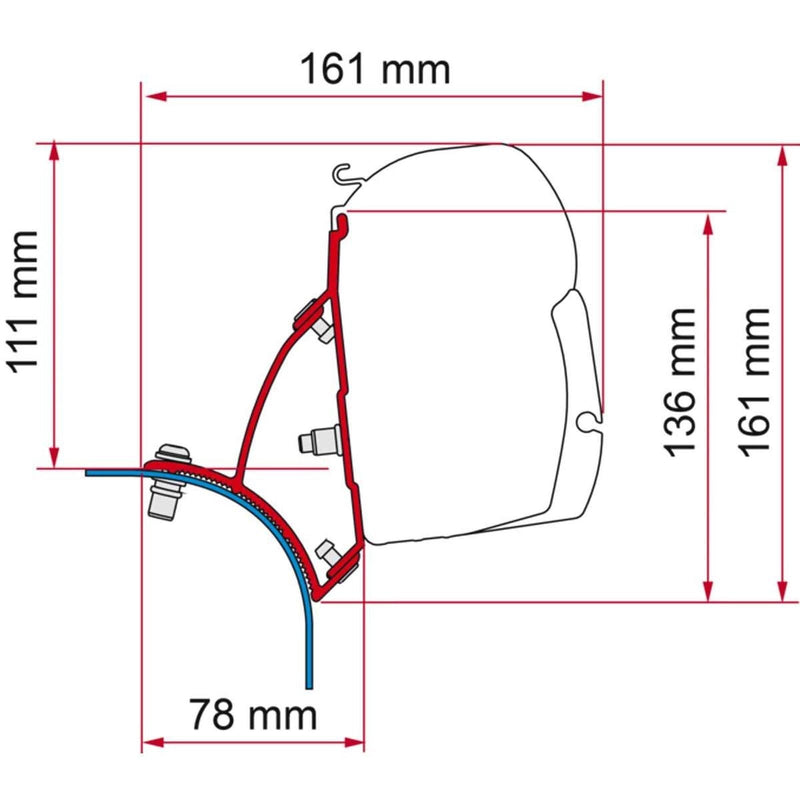 Fiamma F45 Bracket for VW T5/T6 Transporter Lift Roof RHD - Deep Black Fiamma - Dynamic Drive