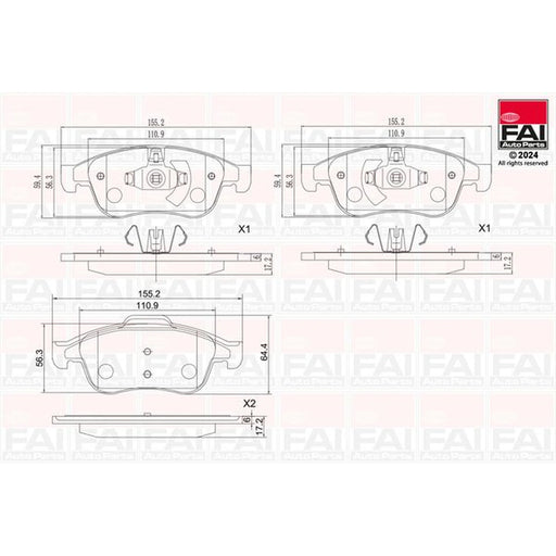 FAI Front Brake Pad Set fits Dacia Bigster 2024 on 1.2