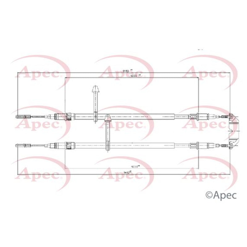 Apec Handbrake Cable Left Rear fits Saab 9-5 1997-2009 1.9 2.0 2.2 2.3 3.0