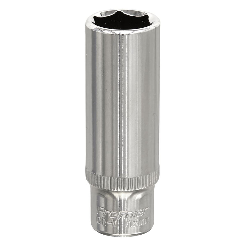 Sealey WallDrive Socket 12mm Deep 1/4"Sq Drive Fully Polished SP1412D Sealey - Dynamic Drive