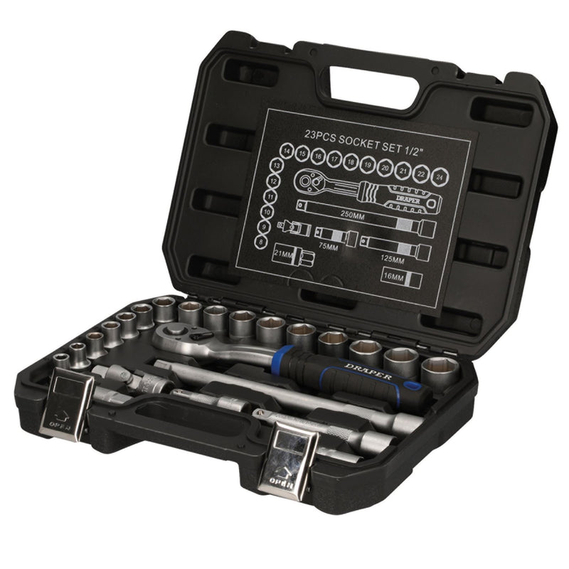 Draper HI-TORQ Metric Socket Set, 1/2" Sq. Dr. (23 Piece) 21442 Draper - Dynamic Drive
