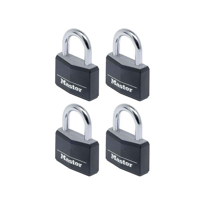 Master Lock Aluminium Black Vinyl Cover 40mm Padlock 4-Pin - Keyed Alike x 4 Master Lock - NN4 Online